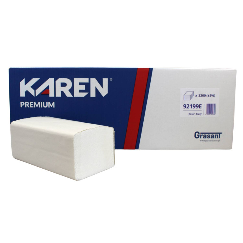 E-shop ZZ skladané utierky biele KAREN 2vrst. 21x23cm 3200ks