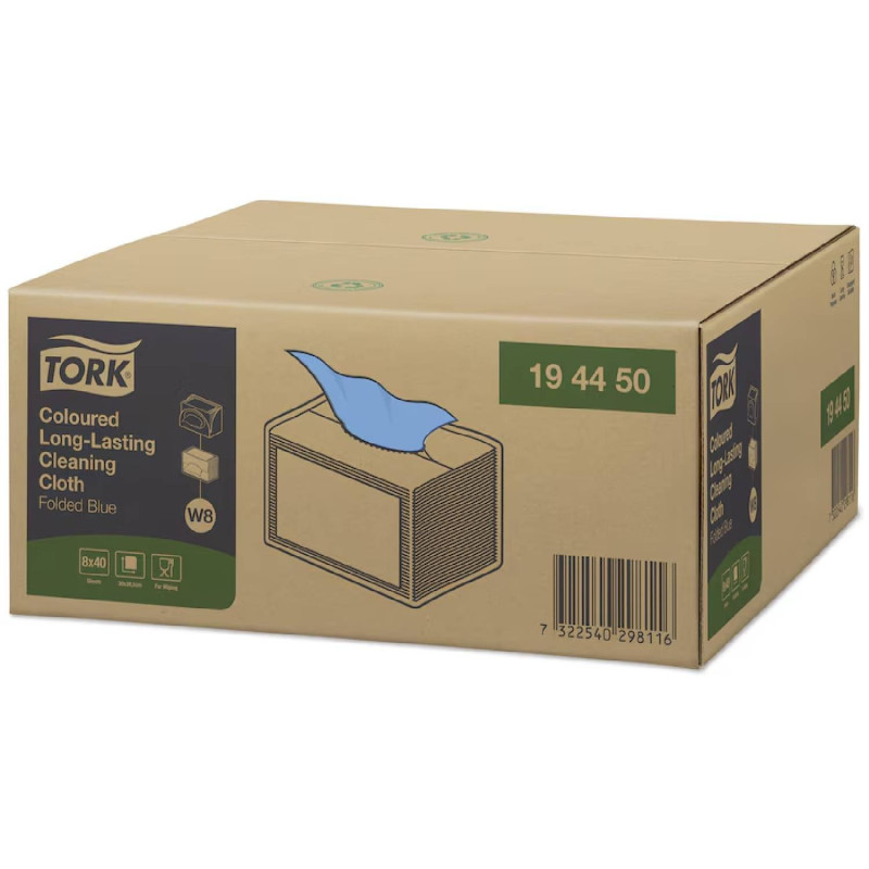 E-shop Tork Long-Lasting čistiace utierky, modré W8 – 8x40 ks