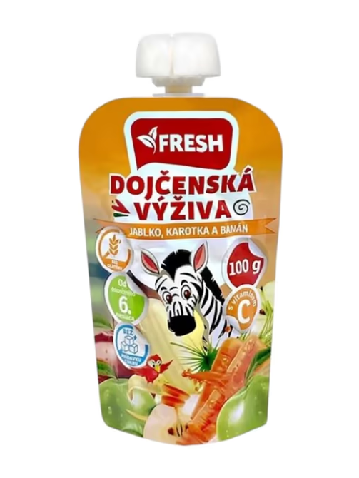 E-shop Fresh detská výživa kapsička bez cukru Jablko karotka banán 100g EXP.: 17.06.2026