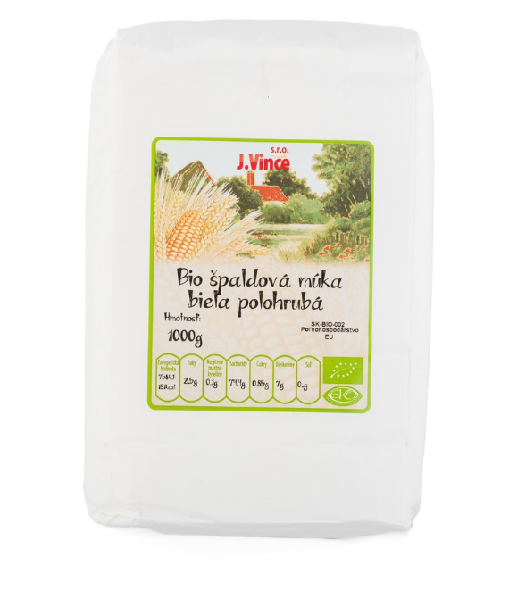 E-shop J. Vince Špaldová múka biela polohrubá BIO 1kg EXP.: 23.07.2026